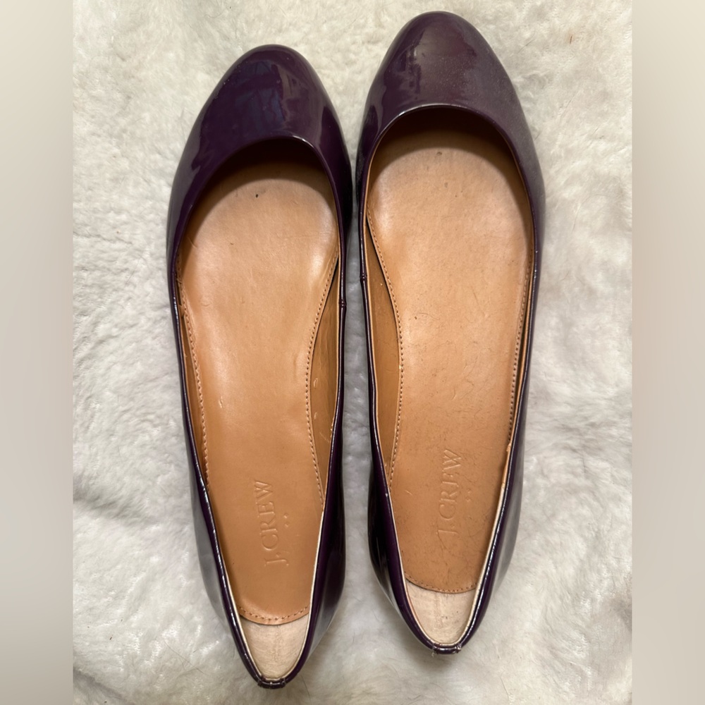 J. crew Patent Leather Ballet Fats, Eggplant/Purple, Size 9.5